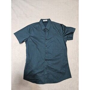 Men's Muse Fath Short Sleeve Collared Button Down Short Size Medium Dark Teal